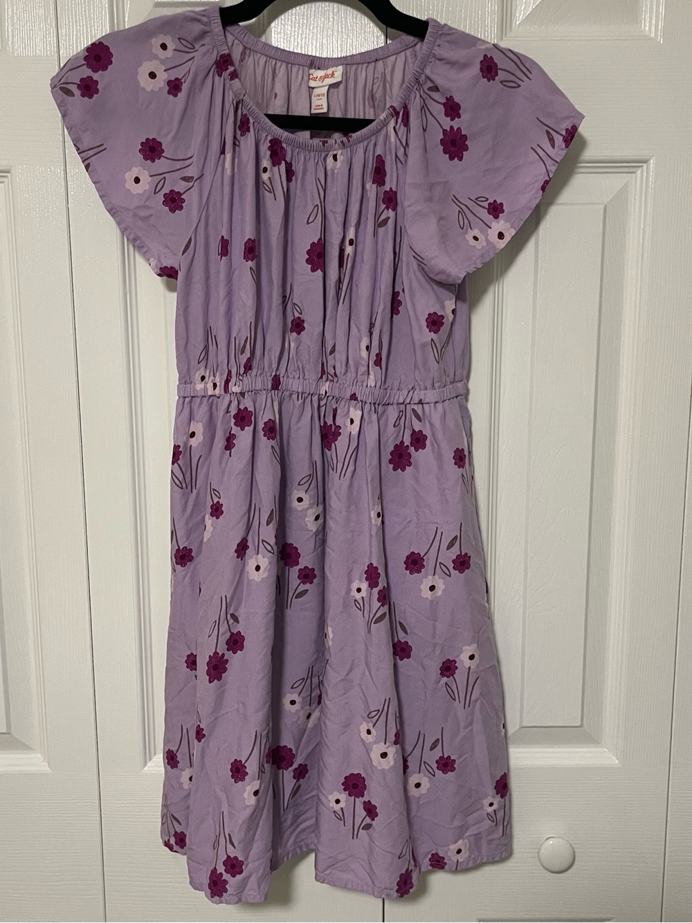 Cat & Jack Lavender Floral Flutter-Sleeve Dress